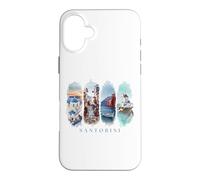 Maisons Blanches, dômes Bleus et mer - Vacances Santorin Coque pour iPhone 16 Plus
