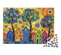 Maisons Colorées Art 1000 pièces Puzzle en Papier Adulte Décoration Murale Jeu éducatif Décompression Cadeau Social 38x26cm/1000pcs