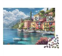 Maisons colorées en Bord du lac 1000 Piece Picture Puzzle Adults and Children Le Paysage Cadeau Moment De Calme Décoration De La Maison Entraînement Cérébral 70x50cm/1000pcs