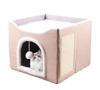 Maisons de chats pour chats intérieurs, grande grotte de chats | Grande grotte de chats pliable,Tent à copropriété couchée mignonne, nid de compagnie de maison de cube doux avec boule de peluche et co