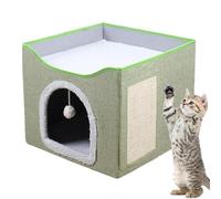 Maisons de chats pour chats intérieurs, grande grotte de chats - Maison pliable Grand lit de chat,Tent de sommeil mignon de chaton, cube de nid d'animaux avec une balle moelleuse et un coussin à gratt
