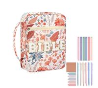 Maisons de couverture de la Bible | Couverture biblique en tissu oxford imprimé avec fermeture à glissière florale | Étui de transport de cahier | Sac de rangement de livre à fermeture éclair de haute