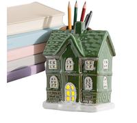 Maisons de Noël en céramique : bureau LED, jeu de décoration de lumières de Noël | Affichage unique Mini village pour la réunion Parti étagère de la table