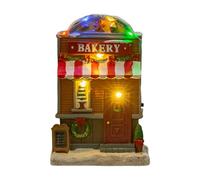 Maisons de Noël en résine avec lumière LED colorée et chansons mélodiques pour décoration de vacances