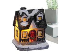 Maisons De Noël En Résine | Figurine De Chalet En Mini-résine LED UP LED | Décoration De Maison De Village De Vacances À Batterie Pour Table À Manger Fiche À Cheminée Clatage De Table Basse Hiver Part