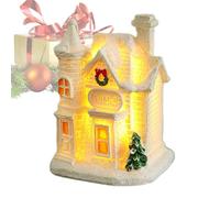 Maisons de Noël, maison en résine avec lumière chaude | Décoration d'intérieur pour l'hiver, vitrine, appartement, cheminée, étagère, fenêtre, fête de vacances