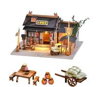 Maisons de poupées de style chinois à faire soi-même, mini kit de construction de maison de poupée en bois avec lumières LED pour adultes, cadeau de Noël ou d'anniversaire