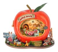 Maisons de poupées DIY, puzzle de chambre 3D et serre-livres, maison de poupée DIY avec éclairage LED - Kit créatif pour décoration d'étagères (pomme)