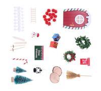 Maisons de poupées miniatures de Noël, nains de Noël et porte de fée pour la création de scènes de table de vacances, accessoires de maisons de poupées de Noël miniatures