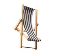 Maisons de poupées miniatures pour chaise de plage - Accessoire de chaise longue réaliste en bois - Échelle 1/12