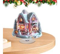 Maisons de village de Noël - acrylique | Roue panoramique rotative | ČhÃistmas Roue tournante panoramique | Village de Noël animé pour un thème de maison de neige pour créer une scène immersive, el