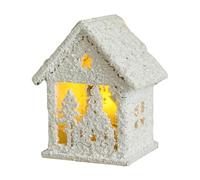 Maisons de Village de Noël - en Bois Blanc avec Éclairage LED,Figurines de Village de Noël Décor de Fête - Pour Chambre Salon Bureau Église Dortoir Ferme Fête