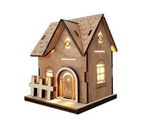 Maisons de Village de Noël en Bois, Cabane de Noël Lumineux Bois Décoration, Mini LED Maison Lumineuse Dessus de Table, Decoration Village de Noel Miniature Ornement pour Décoration Sapin de Noël