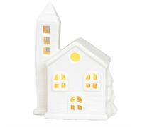 Maisons de village de Noël en céramique blanche, ensembles de village de Noël, maisons de village de Noël éclairées par LED, maisons de village de village en porcelaine blanche, collection de scènes