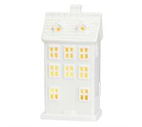 Maisons de village de Noël en céramique blanche, ensembles de village de Noël, maisons de village de Noël éclairées par LED, maisons de village de village en porcelaine blanche, collection de scènes