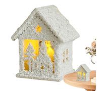 Maisons de village de Noël - Figurines de collection à DEL en bois pour chambre à coucher, salon, bureau, église, dortoir, ferme, fête d'hiver