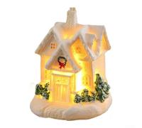 Maisons de village de Noël lumineuses à LED avec figurines miniatures en résine alimentées par piles pour créer une ambiance festive sur les cheminées (302 et F)