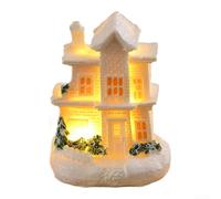 Maisons de village de Noël miniatures en résine avec lumières LED et figurines à piles pour décoration de table - Ambiance festive chaleureuse (302 et 302 E)