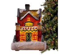 Maisons de village de Noël - Ornements pour fêtes de maisons de village d'histoire de Noël, accessoires décoratifs d'ambiance de Noël | Maison de cabine de Noël qui brille intensément avec ex