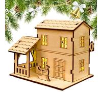 Maisons de Village pour Noël | Modèle de Construction de Chalet de Noël - Cabine en Bois Artisanale DIY, Figurines de Collection avec lumières LED, décorations de noël, décoration de Maison