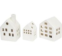 Maisons décoratives LED - set de 3 - blanc - à piles