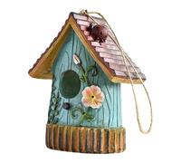 Maisons d'oiseaux pour extérieur - Maison en résine sculptée à la main, pour extérieur avec toit imperméable | Colorée, cabane décorative pour animaux de compagnie