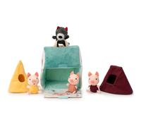 Lilliputiens – Jouet en tissu – Maison du Loup et des 3 Petits Cochons – Dès 18 mois – Multicolore