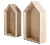 Maisons en bois à ossature Rayher, certifiées FSC, lot de 2, 17x9x4 cm + 15x7x4 cm, cadre en bois, beige, 62695000