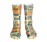 Maisons En Pain D'Épice De Noël Crew Socks Légères Chaussettes De Tennis Décontractés Chaussettes Sport Pour Course Travail Affaires 40Cm