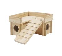 Maisons et cachettes pour hamsters, cachette en bois pour hamsters,Petit labyrinthe de hamster en bois | Cabane à hamster avec échelle d'escalade amusante, abri secret pour explorer les petits animaux