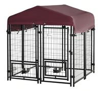 Maisons et cages pour animaux de compagnie Descriptions Longues:Notre chenil pour chiens PawHut offre un habitat idéal à votre compagnon à fourrure. Le grillage inoxydable, la couverture imperméable,