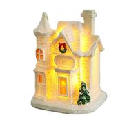 Maisons lumineuses de Noël | Maison en résine avec lumière chaude, décoration de bâtiment de collection pour fenêtre, vitrine, appartement, étagère, fête d'hiver