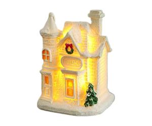 Maisons lumineuses de Noël | Maison en résine avec lumière chaude, décoration de bâtiment de collection pour fenêtre, vitrine, appartement, étagère, fête d'hiver