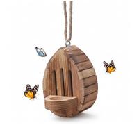 Maisons, maison à papillons for l'extérieur, habitat en bois forme de larme et mangeoire avec corde for la décoration jardin