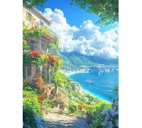 Maisons Peinture Diamant Painting Kit, 5D Coucher De Soleil Diamond Painting Adulte, DIY Peinture Diamant Canevas Kit Complet Adulte, Diamond Art Enfant, Murale Décoration, Cadeau 130x100cm, Model 180