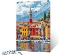 Maisons Peinture Numero Adulte, Peinture par Numero Adulte Paysage sur Toile, DIY Loisirs Créatifs, Canevas Kit Complet avec Acrylique et Pinceaux, Tableau Decoration Murale Cadeau 60x70cm 0-1283