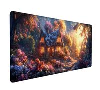 Maisons Tapis de Souris XXL 150x80cm, Tapis Souris ForêT sous Main Bureau avec Bords Cousus, Imperméable Mouse Pad Base en Caoutchouc Antidérapant Surface pour Gamer, PC, Cadeau Femme -lsy2603GB