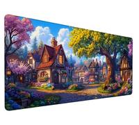 Maisons Tapis de Souris XXL 800x400x3mm Tapis de Souris Gaming Grand Village Tapis de Bureau Antidérapant Étanche Bords Cousus, Améliore Vitesse et Précision, pour Maison, Bureau, Gamer, PC, Model 472