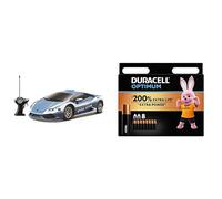Maisto-2049697-VoitureMiniatureRadiocommandé-LamborghiniHuracanLP610-4Polizei-Bleu-Echelle1/14 + Piles AA Duracell Optimum (lot de 8) - Piles Alcalines 1,5V - Jusqu’à 200% plus longtemps ou plus puiss