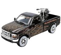 Maisto - 32181Bk - Véhicule Miniature - Modèle À L'Échelle - Ford F 350 Super Duty - Harley Davidson 1936 - Echelle 1/24, Noir