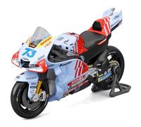 Maisto Ducati Desmosedici GP24 Moto GP Équipe Gresini Racing 2024 ALEX MARQUEZ 73 - Modèle de Moto à l'échelle 1/18 - couleur bleu clair