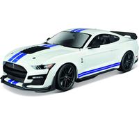 Maisto Voiture miniature Ford Mustang Shelby GT 500 Blanche et bleue 1/18