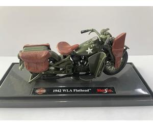 MAISTO - Moto Militaire Harley Davidson Cycles de 1942 - WLA Flathead - Véhicule Miniature à l'échelle 1:18 - Jouet pour Enfant - à Collectionner à partir de 3 Ans