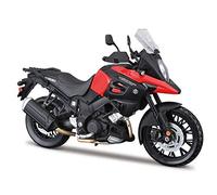 Maisto Suzuki V Strom Moto - Échelle 1:12 - Réplique de Moto moulée sous Pression Incroyablement détaillée, Noir, Motifs et Couleurs Assorties
