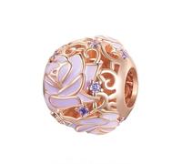 MAITONGG Arbre De Vie Breloque Perle 925 Argent Sterling Rose Intercalaire Plaqué Or Rose Pendentif Fit Femmes Bricolage Bracelet Fine Jewelry