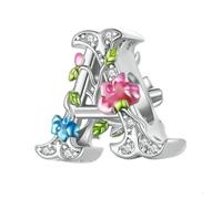 MAITONGG Argent Sterling 925 Une Lettre Creuse Fleur Breloques Arc En Ciel Perles Fit Original Bracelet Bracelet Pour Femmes Bricolage Fabrication De Bijoux