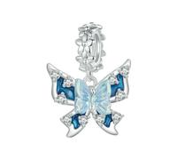 MAITONGG Bleu Papillon Breloques 925 Argent Sterling Papier Avion Pendentif Fleur Perles S’Adapter Aux Femmes Original Bracelet Collier