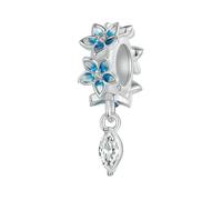 MAITONGG Bleu Papillon Breloques 925 Argent Sterling Papier Avion Pendentif Fleur Perles S’Adapter Aux Femmes Original Bracelet Collier