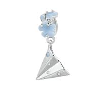 MAITONGG Bleu Papillon Breloques 925 Argent Sterling Papier Avion Pendentif Fleur Perles S’Adapter Aux Femmes Original Bracelet Collier