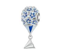 MAITONGG Bleu Papillon Breloques 925 Argent Sterling Papier Avion Pendentif Fleur Perles S’Adapter Aux Femmes Original Bracelet Collier
